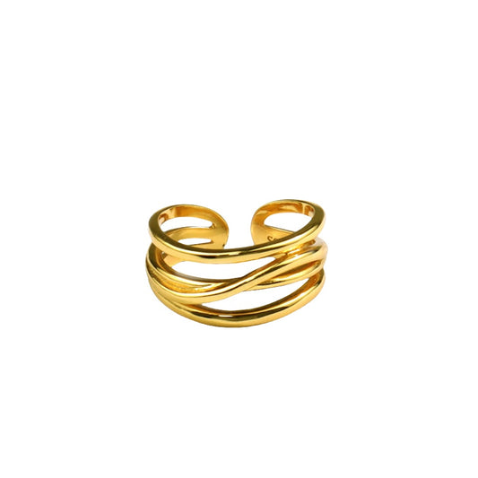 14k Gold Pated Sterling Silver Stacking Ring| Adjustable Nugget Jewelry