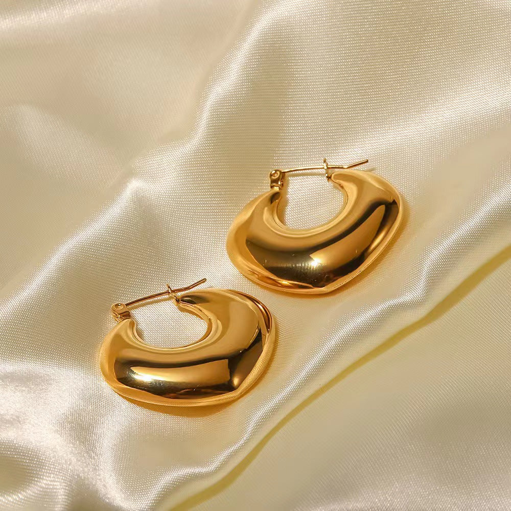 Heart Gold Nugget Hoop Earrings 14k Gold-plated nugget earrings