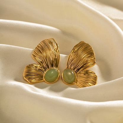 Green Stone Wing Nugget Earring 18k Gold-Plated nugget earrings